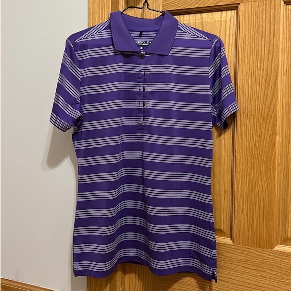 Nike Tops - NIKE Golf DRI-FIT Women's M Tour Performance Polo Shirt Purple Striped